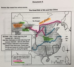 Sixth grade social studies map of China with geographic features highlighted in different colors.